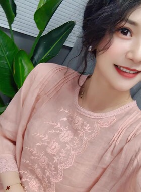 虫虫[苎麻上衣合集]高品质夏季新款苎麻短袖衬衫女(D001-D050）