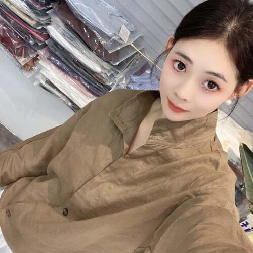 [亚麻上衣合集]高品质秋季新款亚麻长袖百搭衬衫女(V351-V400）