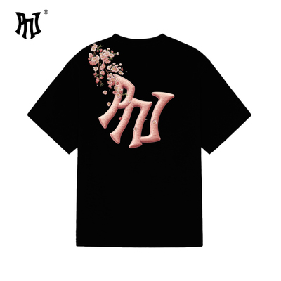 PNJ美式刺绣短袖甜酷樱花大图案