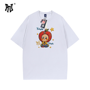 PNJ潮牌2026新款卡通印花短袖T恤男女宽松百搭纯棉上衣