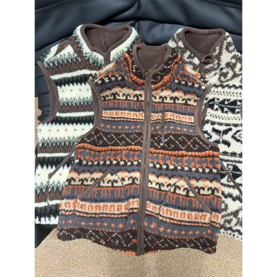 户外山系！中古北欧费尔岛加厚双面摇粒绒复古宽松百搭保暖马甲女