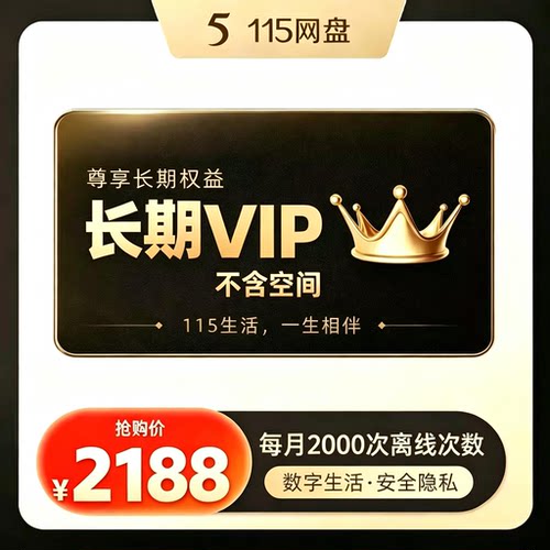 115云网盘长期vip会员(小永) 115T高级vip会员1PB超级vip永久会员