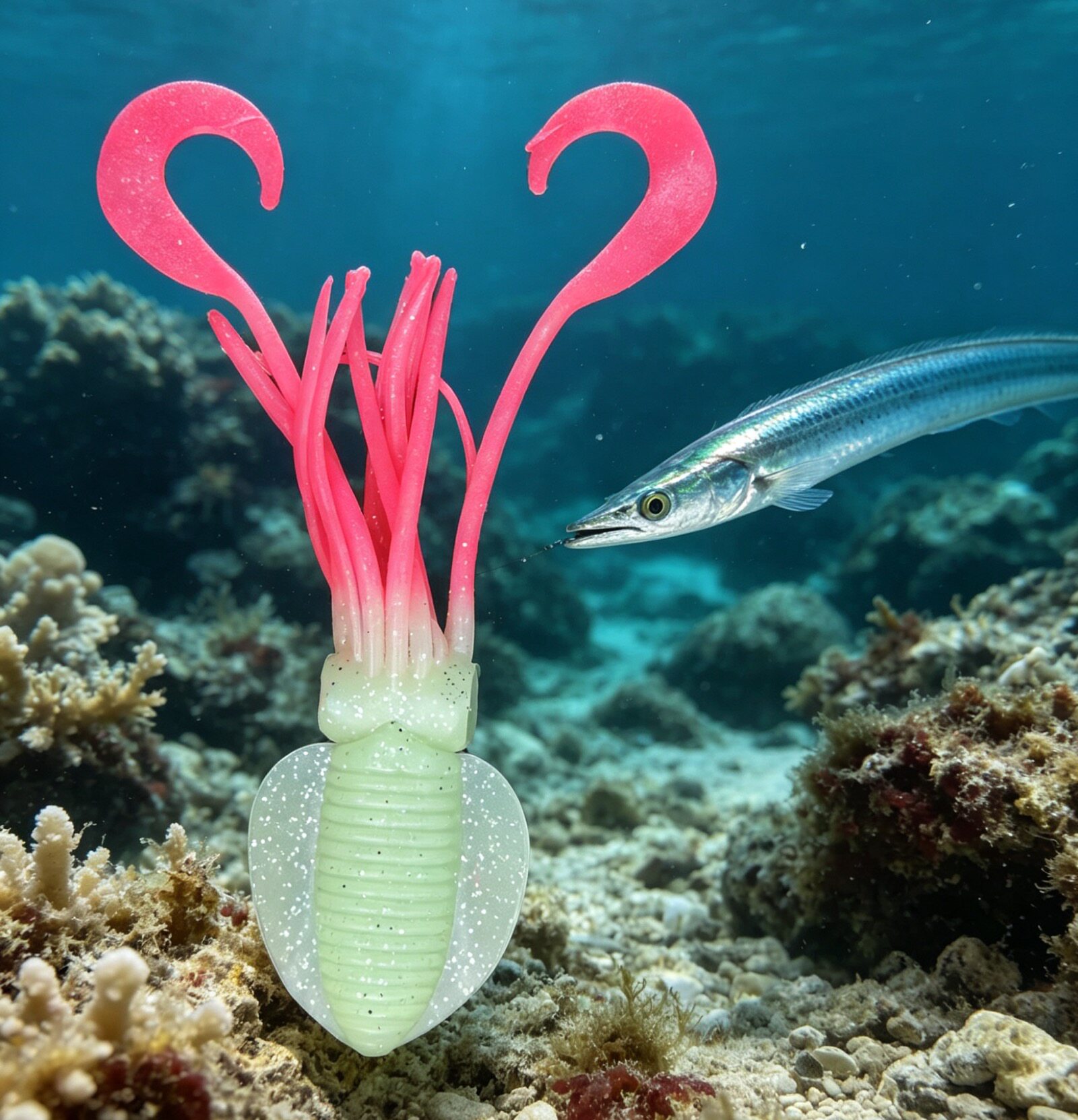 夜光鱿鱼饵章鱼强高亮带鱼饵鱼墨鱼软体鱿鱼假饵路亚饵荧光海F款