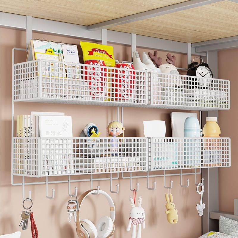 免打孔墙上置物架宿舍床头书架壁挂式收纳架墙壁悬挂分层隔板挂篮