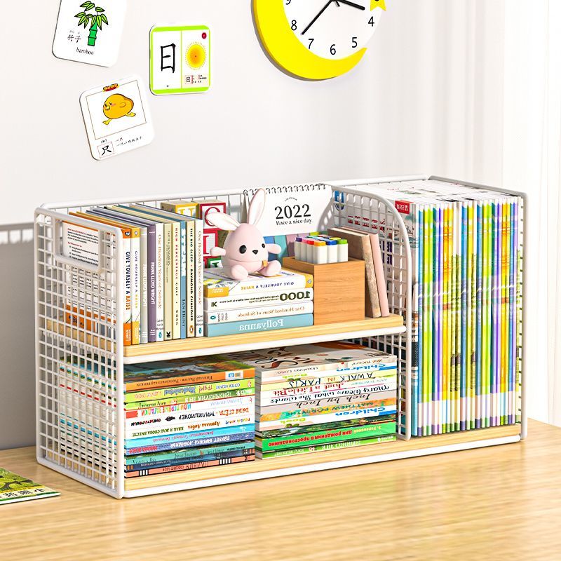 书架桌面小书柜书桌置物架绘本桌上书籍神器儿童铁艺书本收纳盒