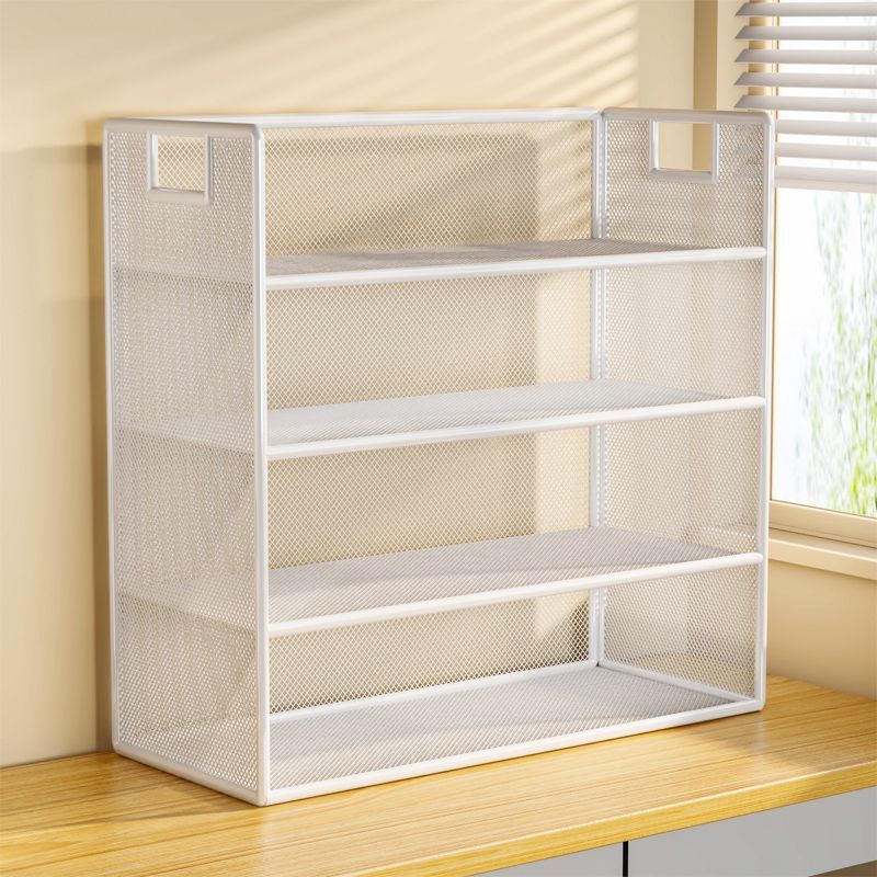 办公桌面收纳盒储物书桌上书架小型文件整理神器文具杂物置物架