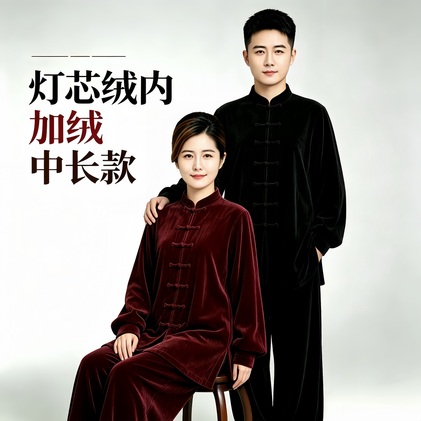 中长款灯芯绒太极服女冬季加厚内加绒太极拳练功服中老年武术表演