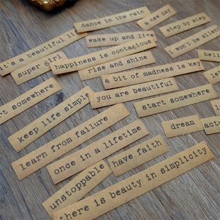 轻复古牛皮纸打字机手帐装饰贴纸 vintage素材正能量英文短语日记