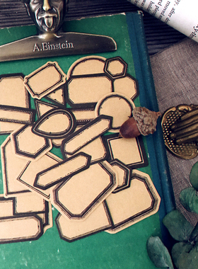 Tim Holtz风 复古牛皮纸标签贴纸 手帐TN素材 日系仓敷风贴 27枚