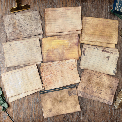 时泽制作做旧染纸条纹信纸打底