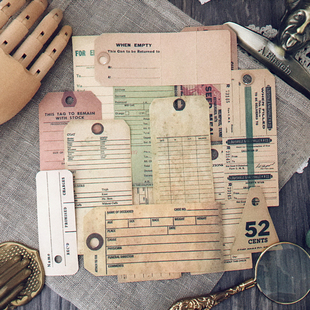 Holtz风 Tim 文字控 复古泛黄TAG标签贴纸 百搭JunkJournal素材