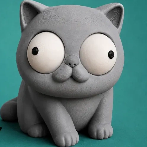 3D打印搞怪系列异国短毛猫萌趣可动大眼球高颜值解压桌面小摆件