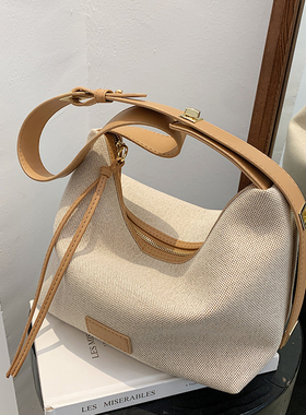 网红洋气包包女夏季2025新款潮时尚单肩腋下包帆布百搭斜挎托特包