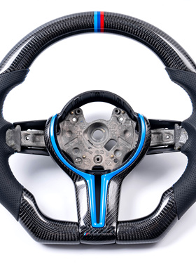 适用宝马F底盘567系F10F18F06F07M5M6改装平底碳纤维方向盘升级