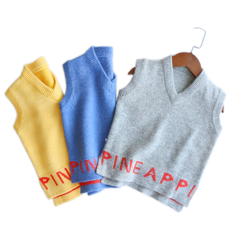 男童马甲羊毛背心儿童针织毛衣女孩春秋新款中小童时尚毛线衣坎肩
