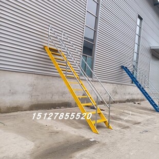 基坑钢斜体梯上下行人钢梯 建筑工地基坑爬梯 基坑钢梯45度斜梯