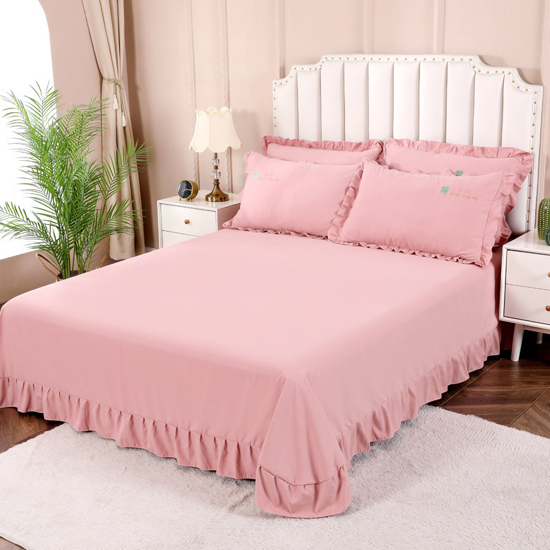 加厚磨毛床单单件纯色棉质床裙防滑遮丑双人床罩枕套三件套被单子,床上用品,床单,淘宝优惠券,粉丝福利购,淘宝优惠卷