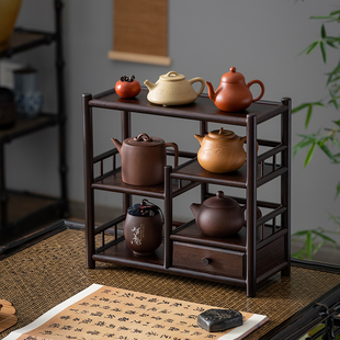博古架现代中式 台式 茶具置物收纳架办公室杯子茶壶摆放展示多宝阁