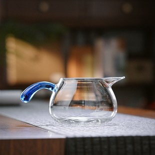 侧把耐热玻璃把公道杯茶海加厚家用简约功夫茶具
