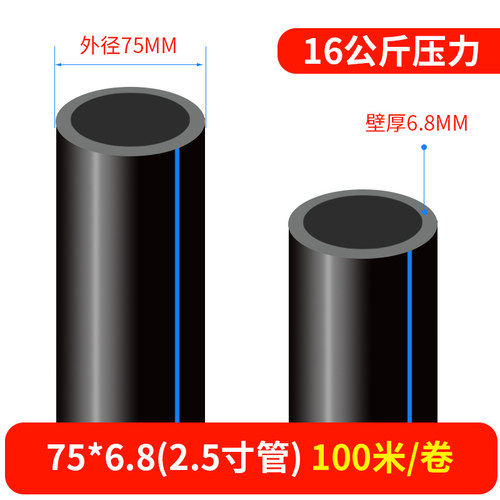 pe水管 热熔自来水管4分6分1寸32给水25黑硬管40饮水50塑料水管子