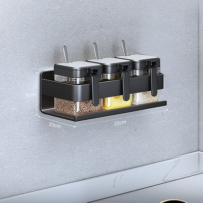 枪灰色厨房调料置物架不锈钢免打孔壁挂墙上调味品调料品收纳架子