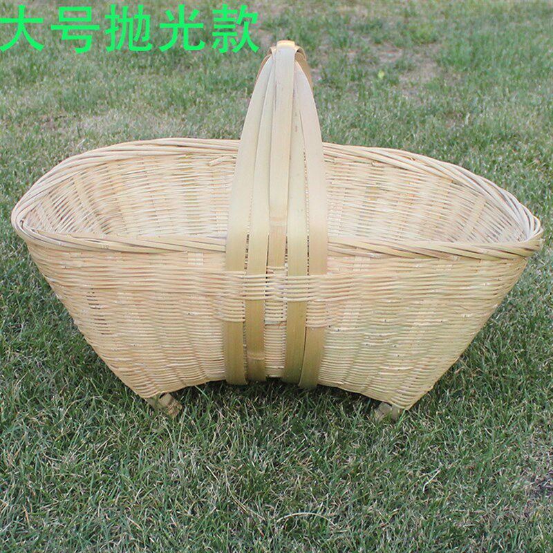 手工编织手提菜篮 大竹篮装鸡蛋篮子水果篮收纳筐 买菜竹编篮竹器
