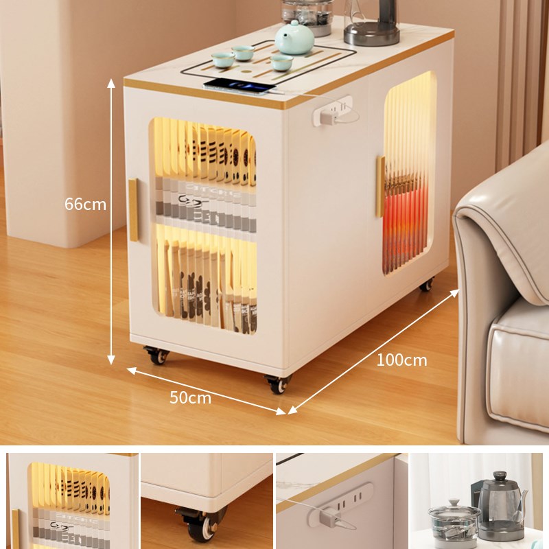 可移动边几实木沙发侧边柜简易茶水柜现代简约烧水泡茶一体小茶几