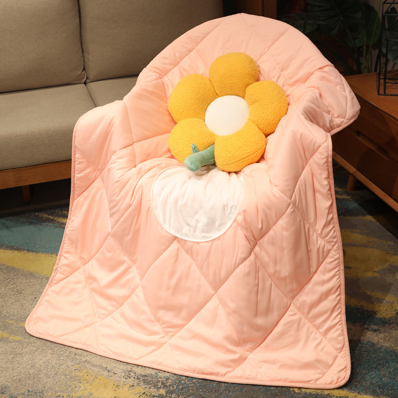 花朵二合一抱枕被子办公室两用空调午睡毯子沙发枕头靠垫空调被