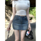 裙裤 气质休闲百搭中腰高弹牛仔半身裙短款 丰胯小能手 若语定制