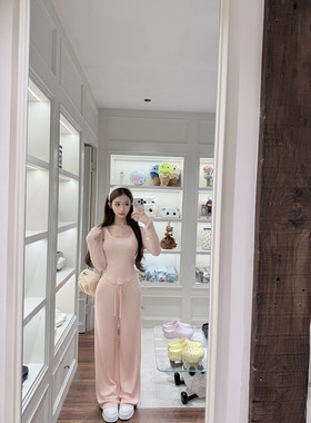 若语定制 美而萌套装 100莱赛尔大u领修身上衣裤子两件套纯欲气质