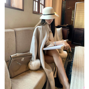 80羊毛收腰大衣狐狸毛双面呢外套 money贵贵大姐姐 若语定制 old