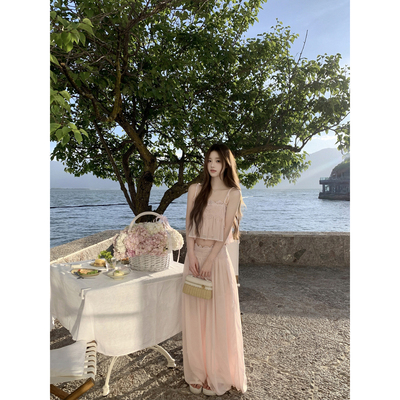 【6/2 20:00 新品9.5折】花蕾恋夏 N1r*na定制蕾丝抽褶上衣裤子套
