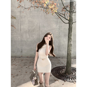 浣熊毛高领纯欲性感针织连衣裙无袖 若语定制 恋综韩女 包臀送皮带