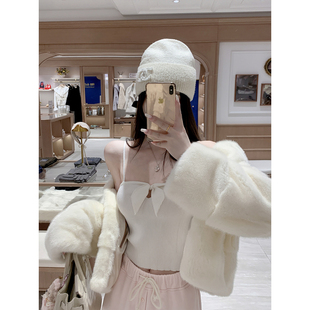 若语定制 蝴蝶结系带坑条上衣吊带性感纯欲气质打底背心 内搭新宠