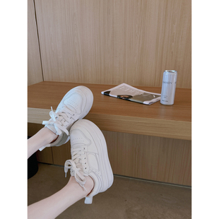 【若语3/4 20:00新品9.5折】增高小白鞋3.0真皮厚底增高6cm小白鞋