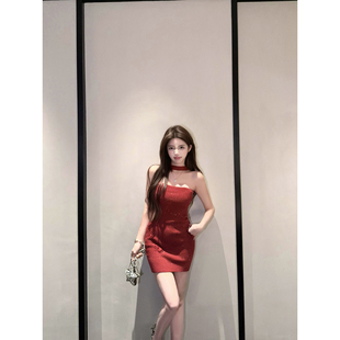 若语定制 新年战裙 闪闪细闪挂脖针织包臀裙纯欲气质性感礼服裙