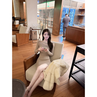 若语定制 暮光女神 镂空针织修身连衣裙纯欲性感气质打底包臀裙