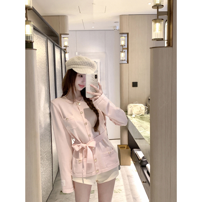 若语定制 白富美大小姐 25B小金扣针织开衫上衣名媛气质短外套冬