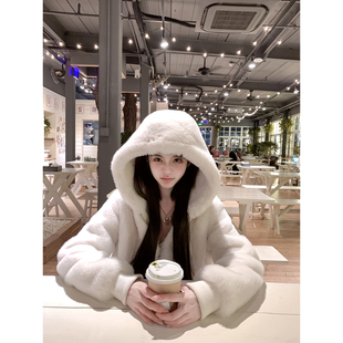 1300g环保兔毛外套高级感气质仿皮草外套 s大白熊 若语定制 sk1