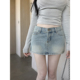 00新品 9.5折 100棉低腰A字牛仔半裙 春日蓝牛 若语3