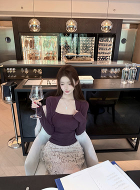 若语定制 魅力姐姐 高弹坎肩修身针织上衣纯欲性感打底衫显瘦修身