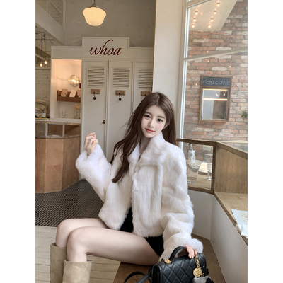 若语定制 雪兔精灵 兔毛超显瘦翻领皮草外套贵气名媛高级感大衣