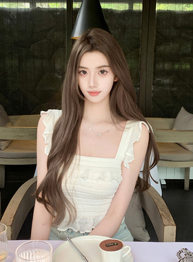 若语定制 纯纯恋日zim织法荷叶边重工上衣百搭纯欲无袖吊带背心女