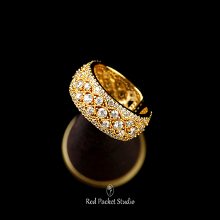 红口袋复古宫廷风轻奢重工镶钻超闪开口戒镂空蕾丝高级感戒指指环