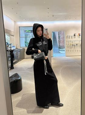 趋梦DT ETOLIE抽绳腰卫裙女中长款宽松休闲显瘦慵懒风简约半身裙