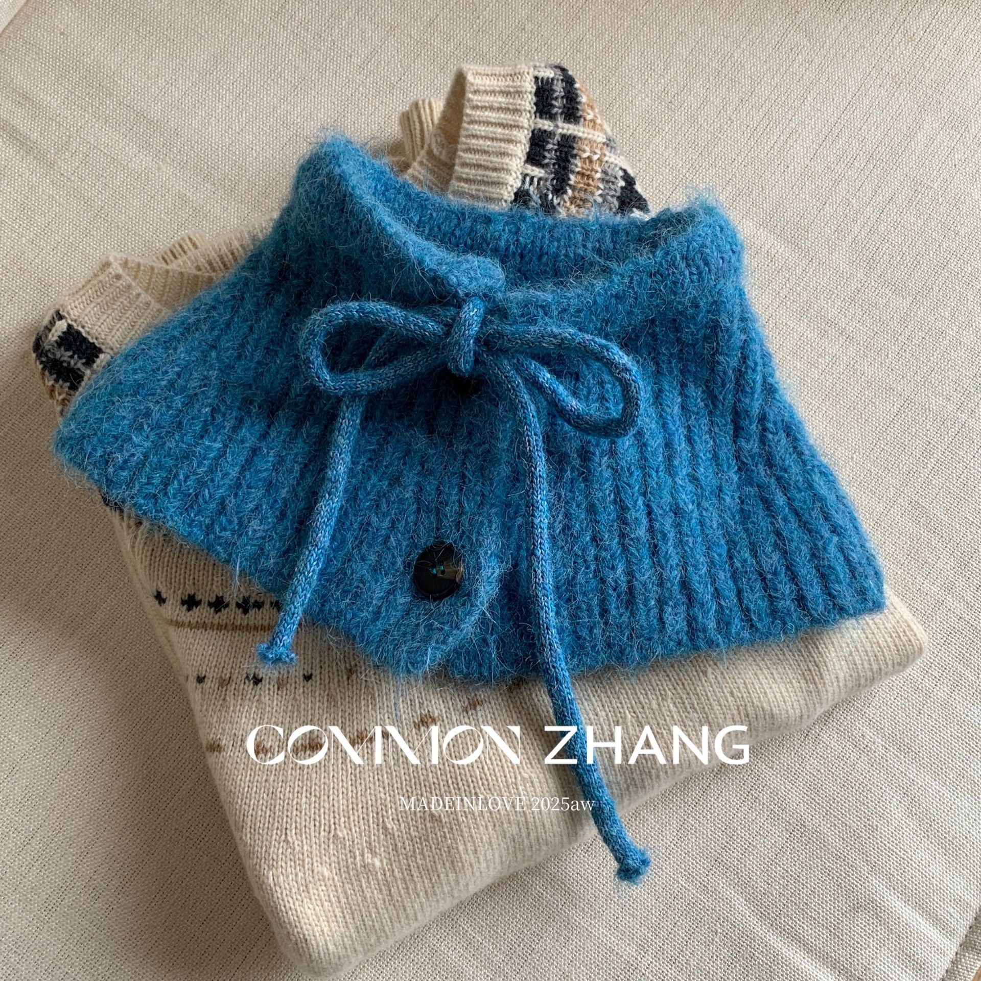 CZ ZHANG 2025秋冬羊毛针织围脖女百搭防风保暖针织围巾