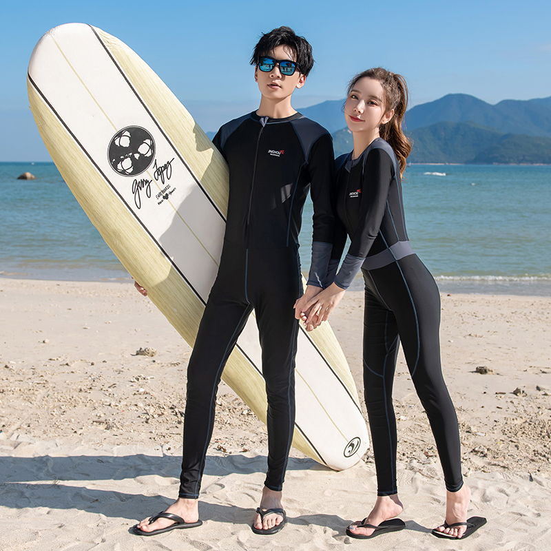 长袖泳衣女连体平角加肥加大码胖妹妹运动长裤防晒泉胖男人泳装
