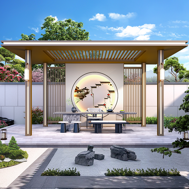 铝合金凉亭铝艺四角亭茶室定制