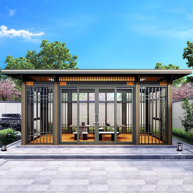 铝合金阳光房茶室新中式凉亭别墅花园亭子户外庭院室外四角亭定制