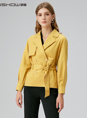 NOWSHOW朗香黄色系腰带短外套201087